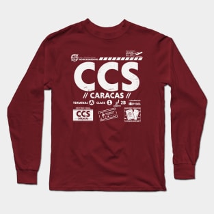 Vintage Caracas CCS Airport Code Travel Day Retro Travel Tag Long Sleeve T-Shirt